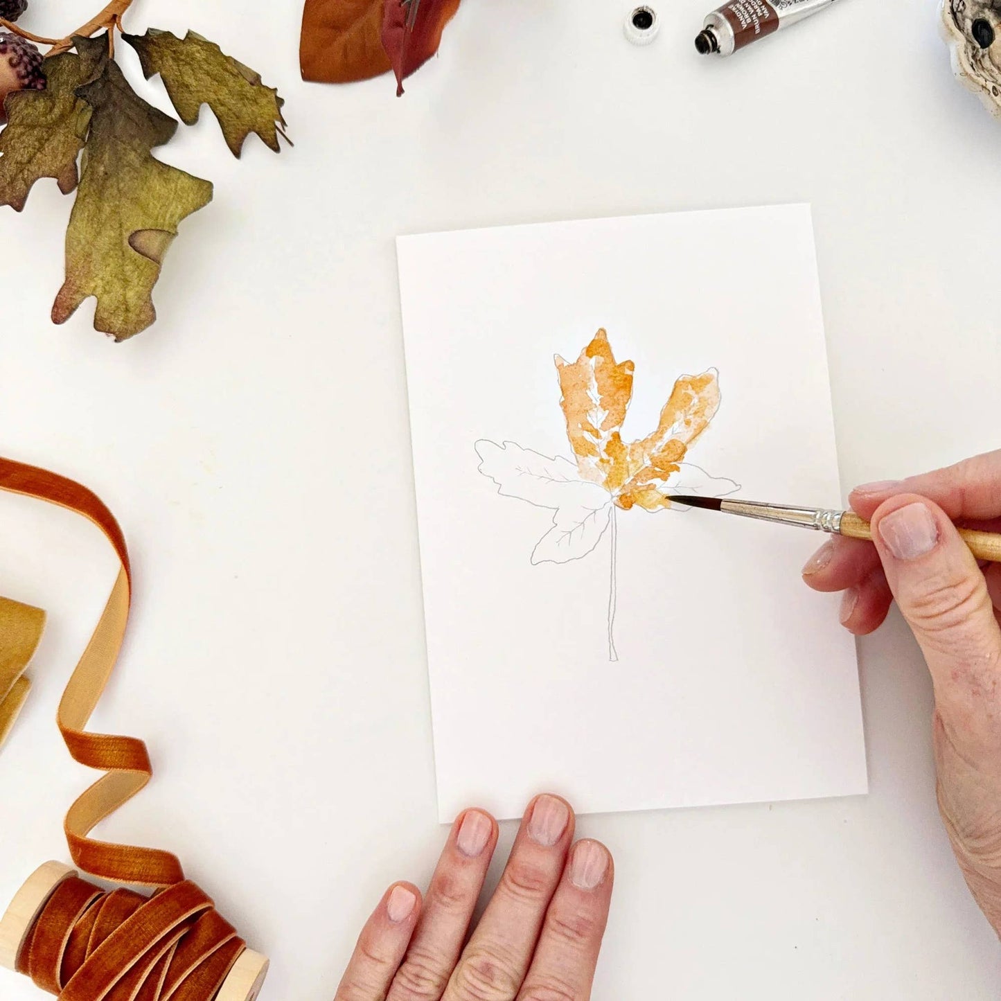 Watercolor Notecards - Fall Leaves