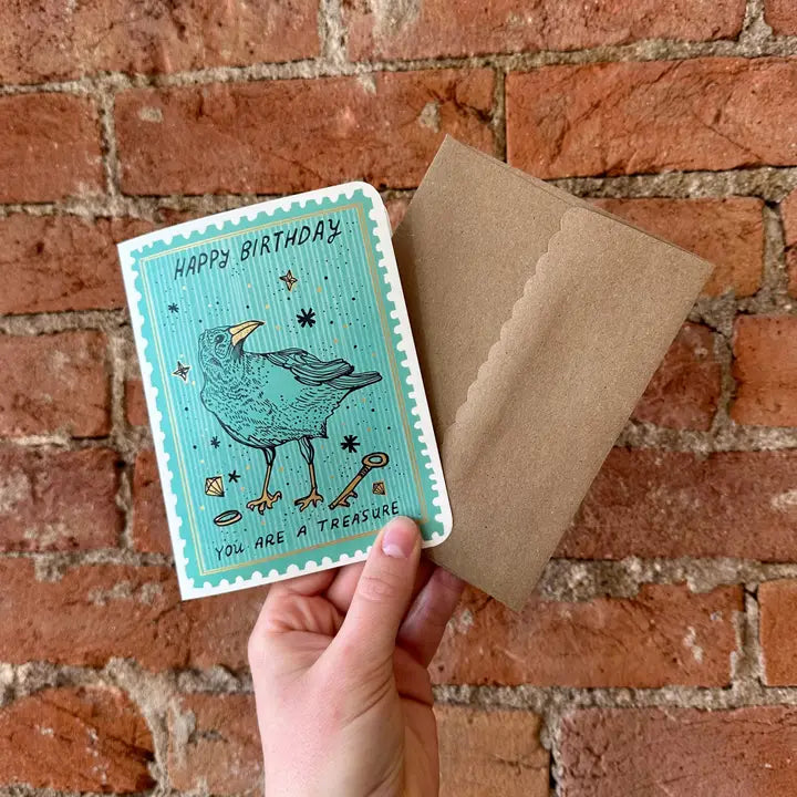 Greeting Card - Crow Treasure Birthday