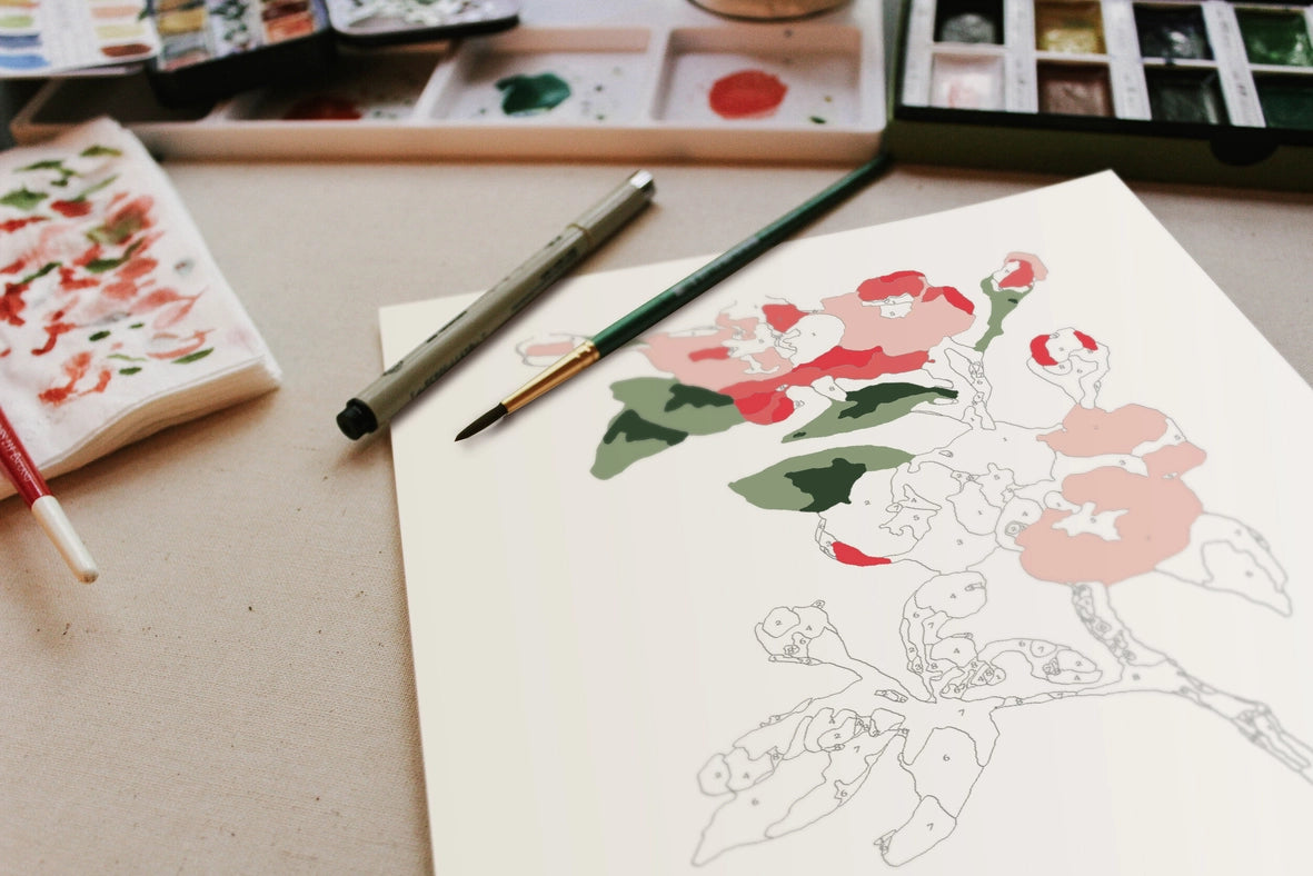 Paint-By-Numbers Kit: Cherry Blossoms