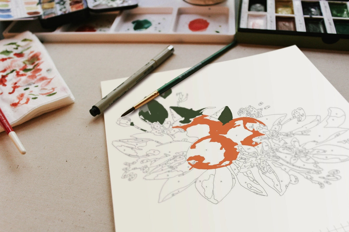 Paint-By-Numbers Kit: Orange Blossoms