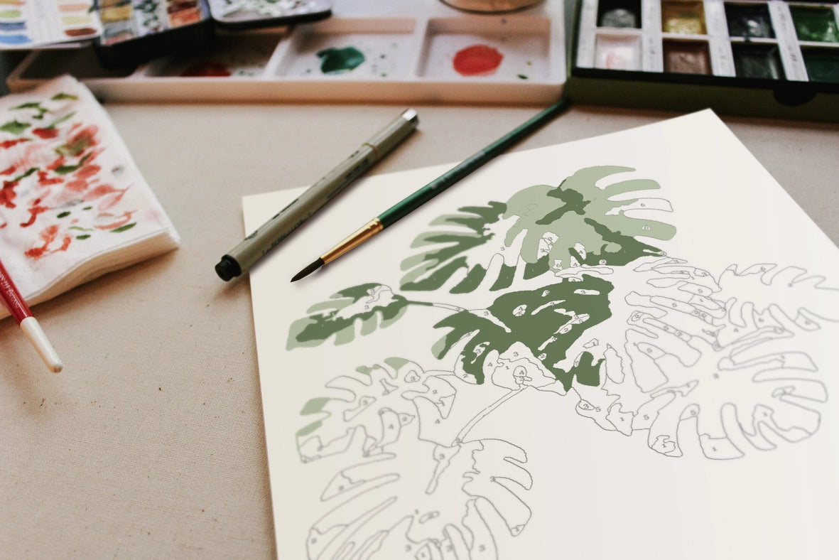 Paint-By-Numbers Kit: Tropical Plants