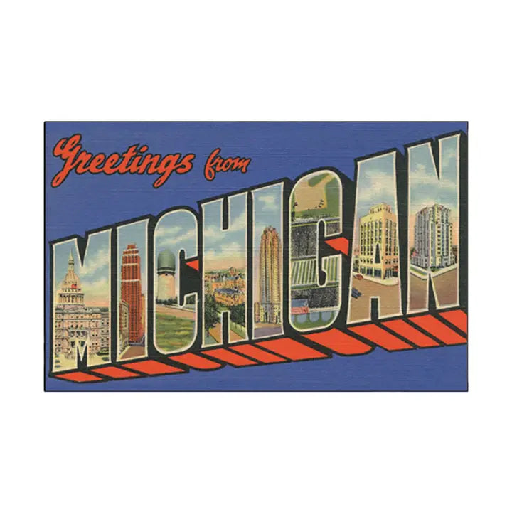 Postcard - Greetings from Michigan Blue Landmarks