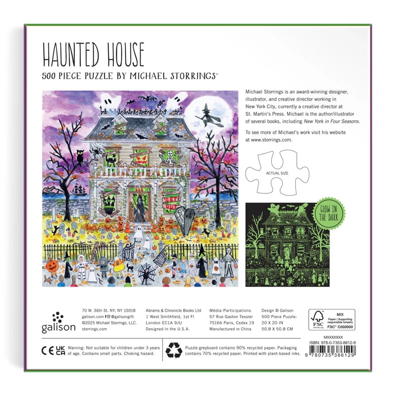 Puzzle - Michael Storrings Haunted House (500 Piece Glow in the Dark)