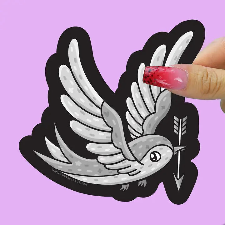 Sticker - Bird Arrow Black and White Flash Tattoo
