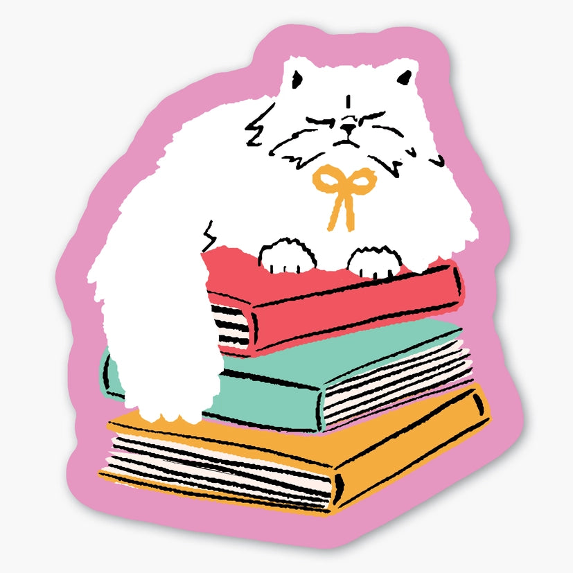 Sticker - Kitty Book Stack