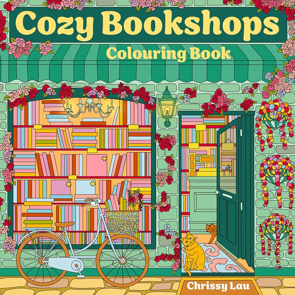 Cozy Bookshops: Colouring Book: For fans of Coco Wyo, colour your way to total bookstore relaxation – new for summer 2025 cover image