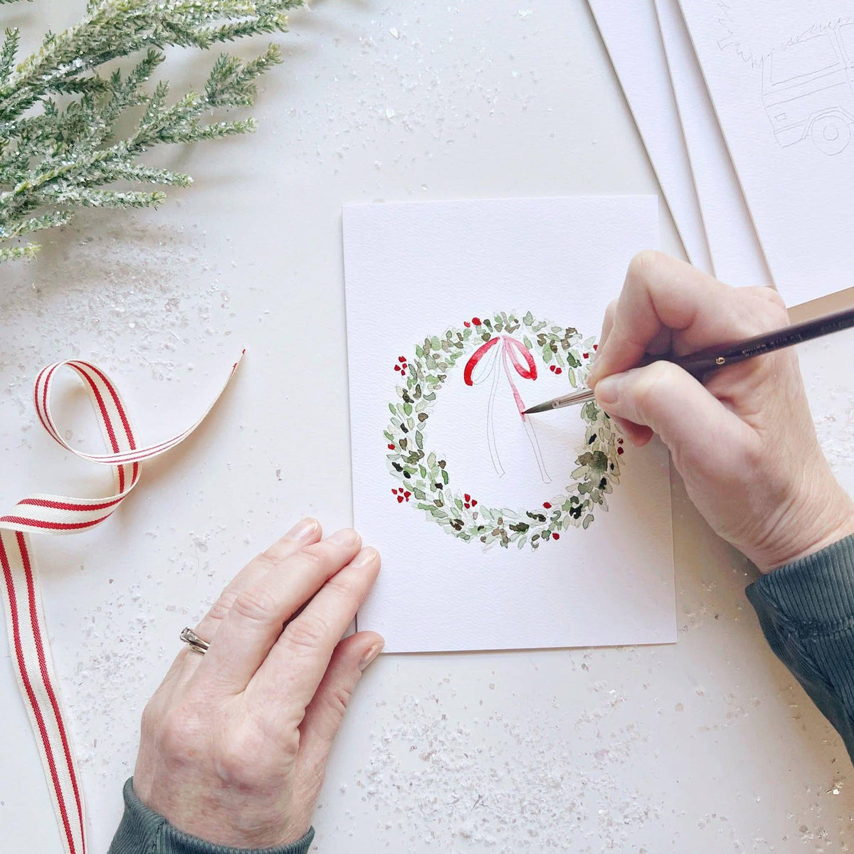 Watercolor Notecards - Christmas Cheer