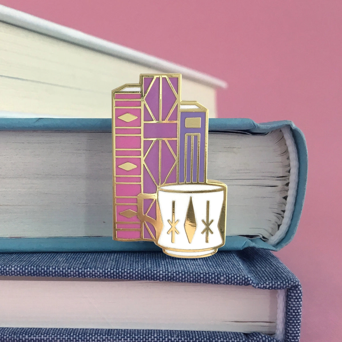 Enamel Pin - Geometric Books + Mug