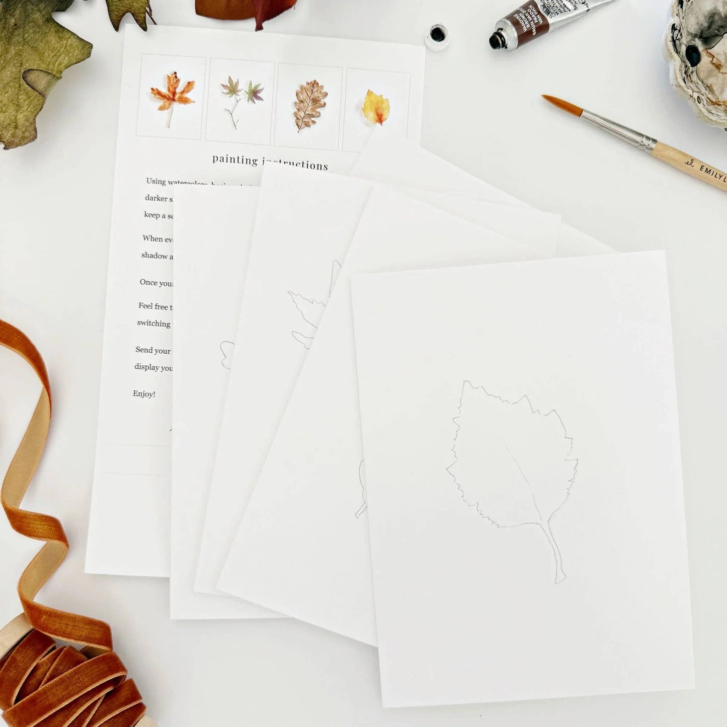 Watercolor Notecards - Fall Leaves