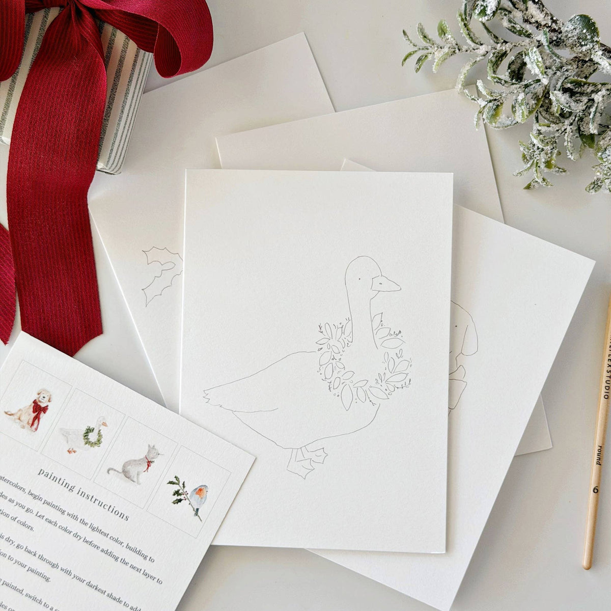 Watercolor Notecards - Festive Friends