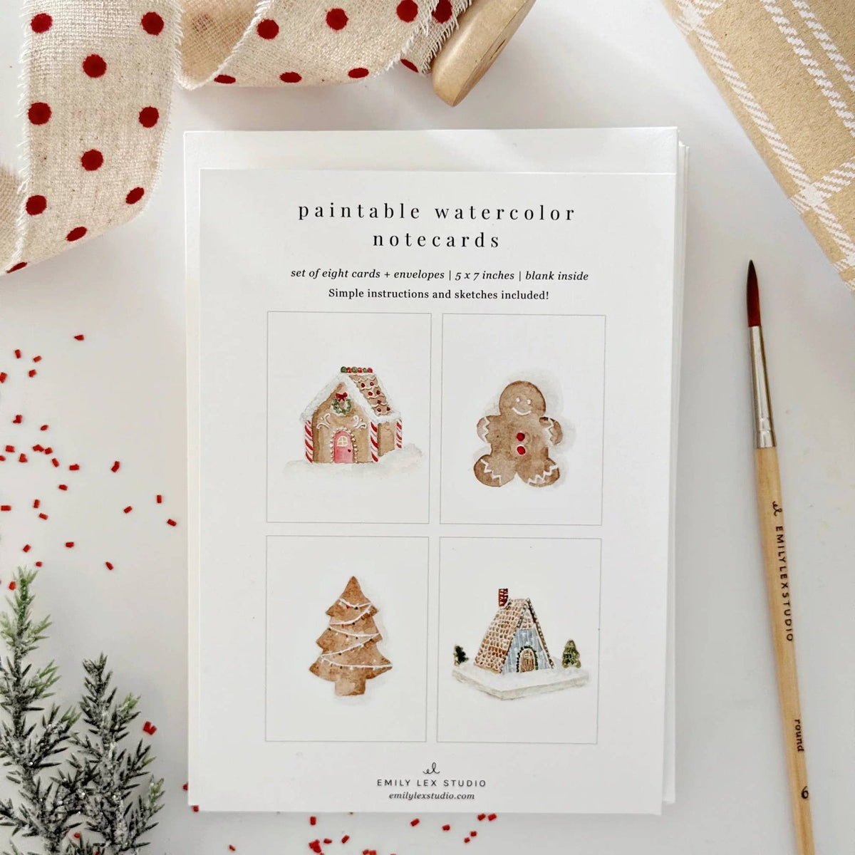 Watercolor Notecards - Gingerbread
