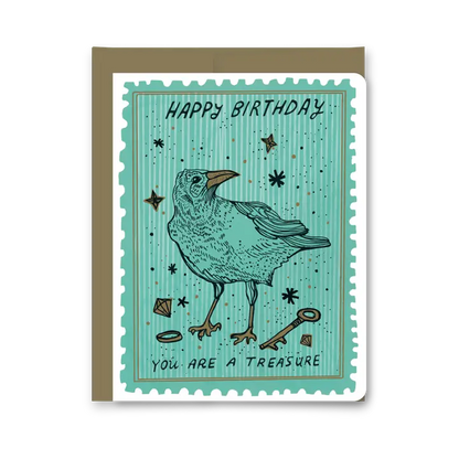 Greeting Card - Crow Treasure Birthday