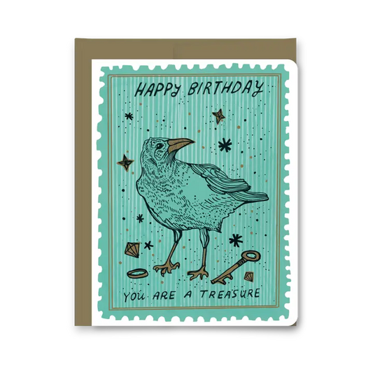 Greeting Card - Crow Treasure Birthday