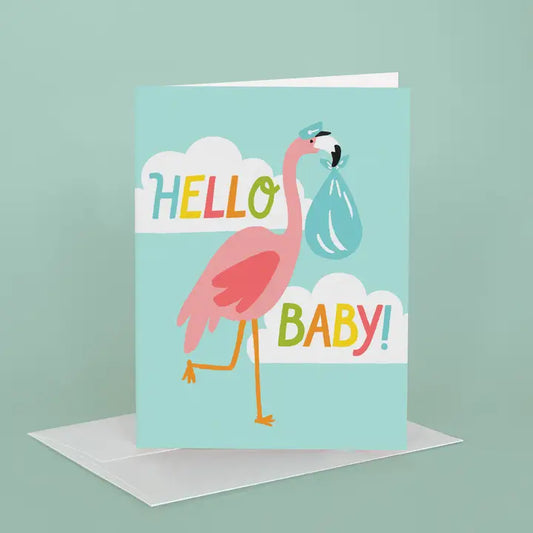 Greeting Card - Hello Baby Flamingo