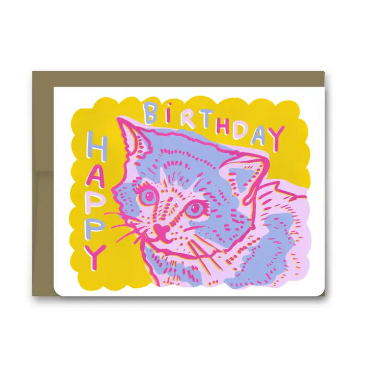 Greeting Card - Pink Kitten Birthday