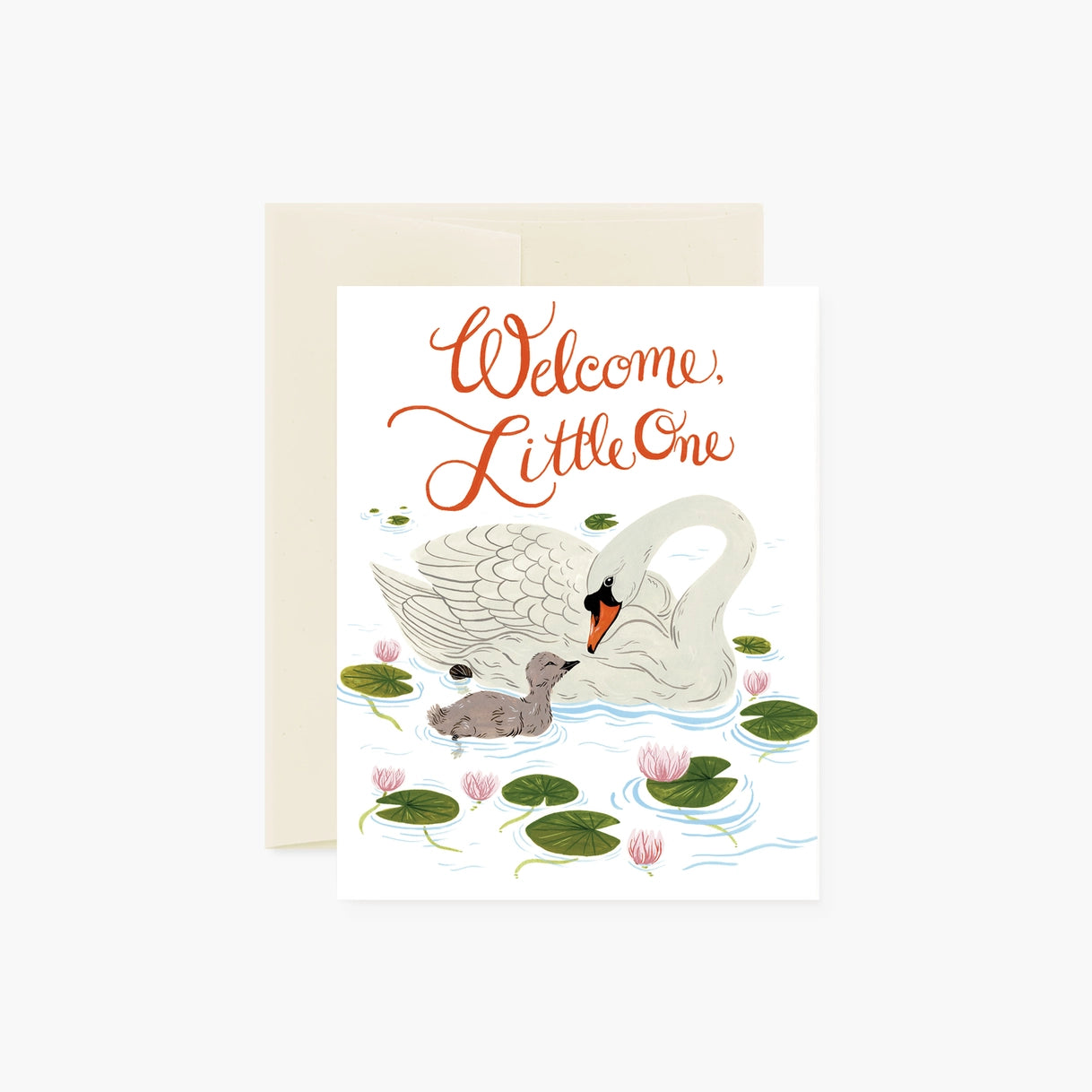 Greeting Card - Welcome Little One Swans