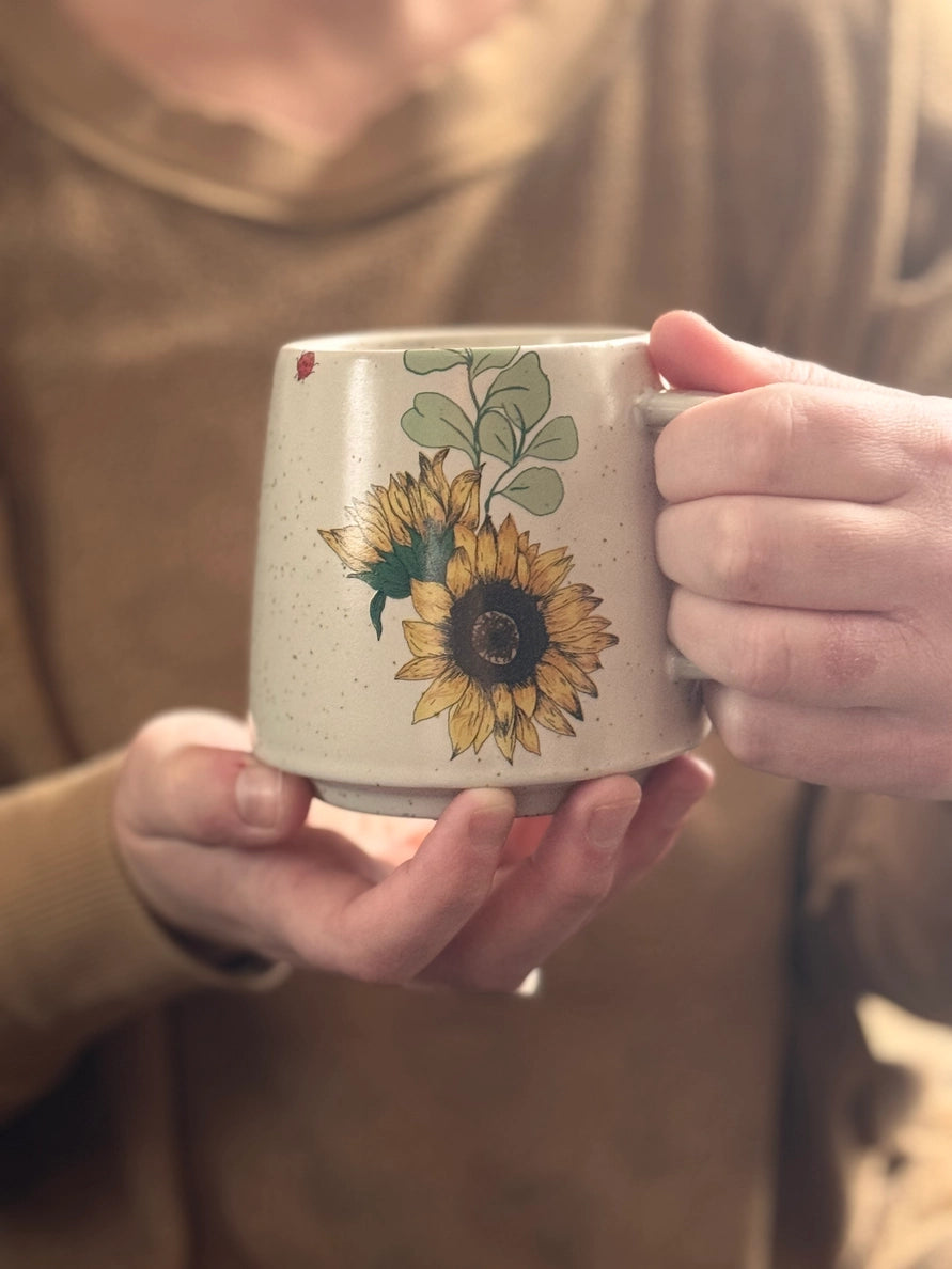 Stoneware Mug - Savor Sunshine Sunflower