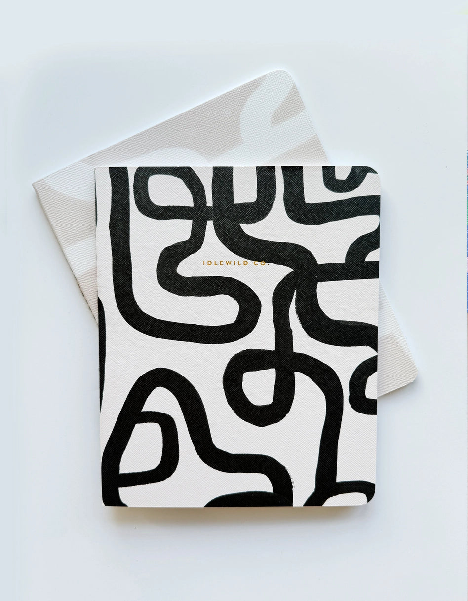 Notebook Duo - Black & White Squiggly (Lined)