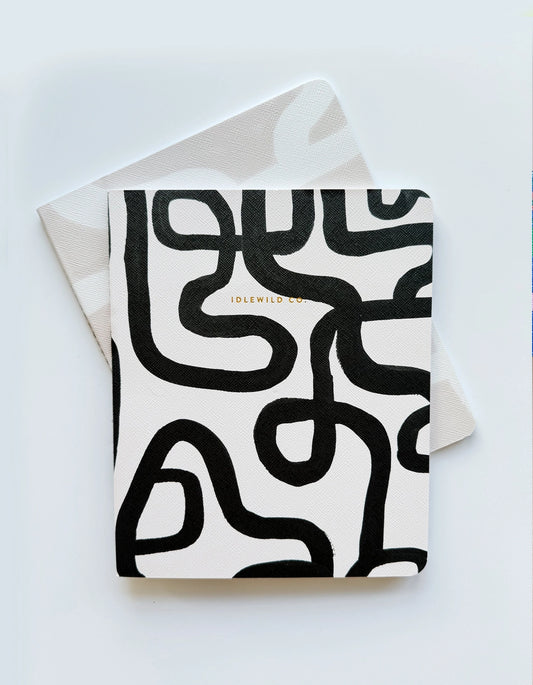 Notebook Duo - Black & White Squiggly (Lined)