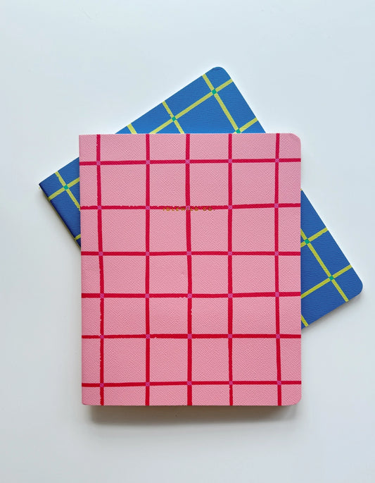 Notebook Duo - Pink Grid (Lined)