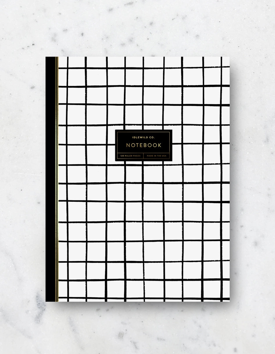 Notebook - Black & White Grid (Lined)