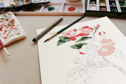 Paint-By-Numbers Kit: Cherry Blossoms