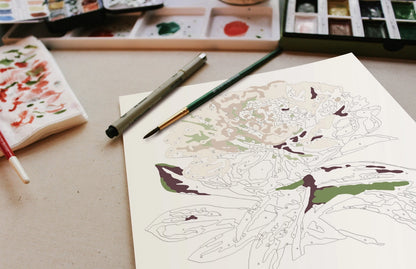 Paint-By-Numbers Kit: Peony Blossoms