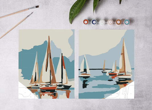 Paint-By-Numbers Kit: Sailboats At Sea