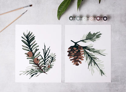 Paint-By-Numbers Kit: Winter Greenery