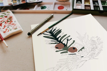 Paint-By-Numbers Kit: Winter Greenery
