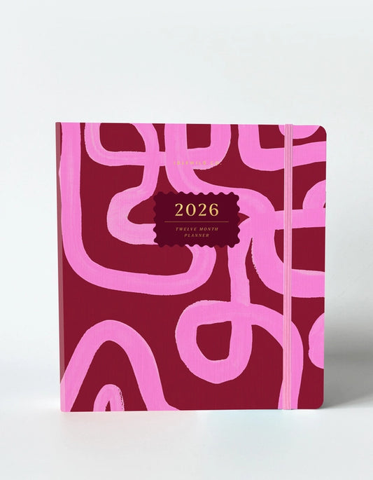 Planner - 2026 Hardcover, Magenta Squiggle