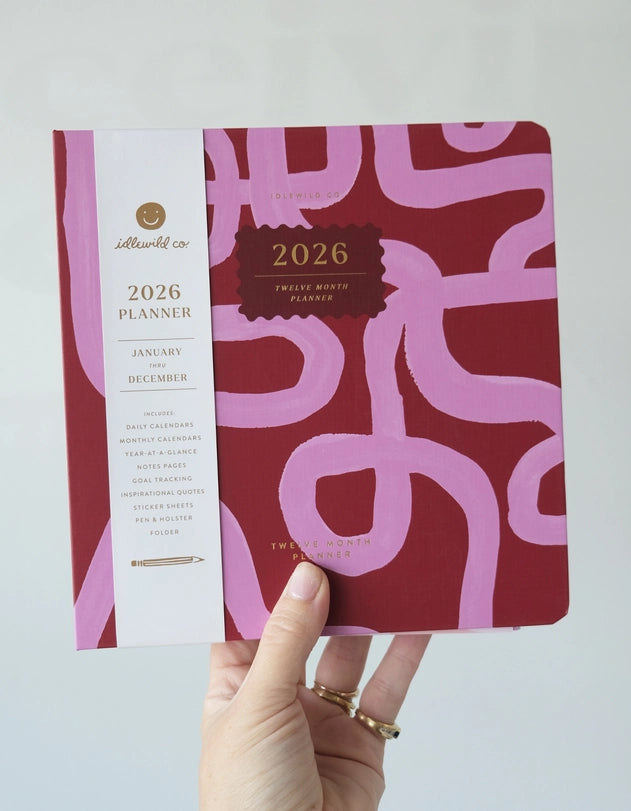 Planner - 2026 Hardcover, Magenta Squiggle