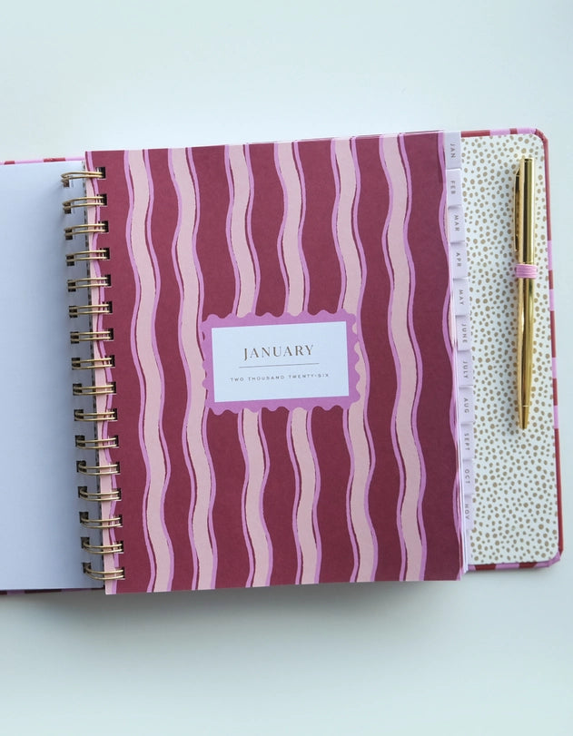 Planner - 2026 Hardcover, Magenta Squiggle