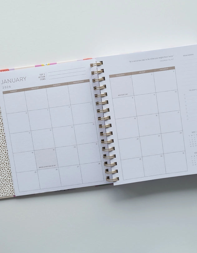 Planner - 2026 Hardcover, Magenta Squiggle