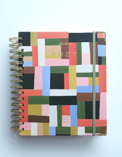 Planner - 2027 Spiral Bound, Patchwork Motif