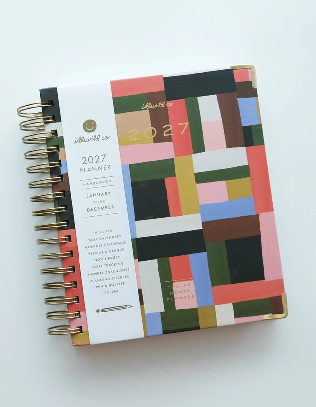Planner - 2027 Spiral Bound, Patchwork Motif