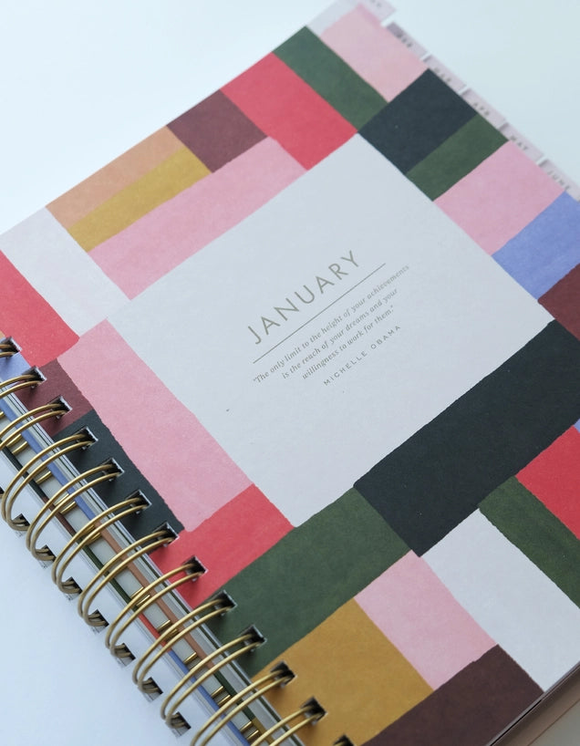Planner - 2027 Spiral Bound, Patchwork Motif