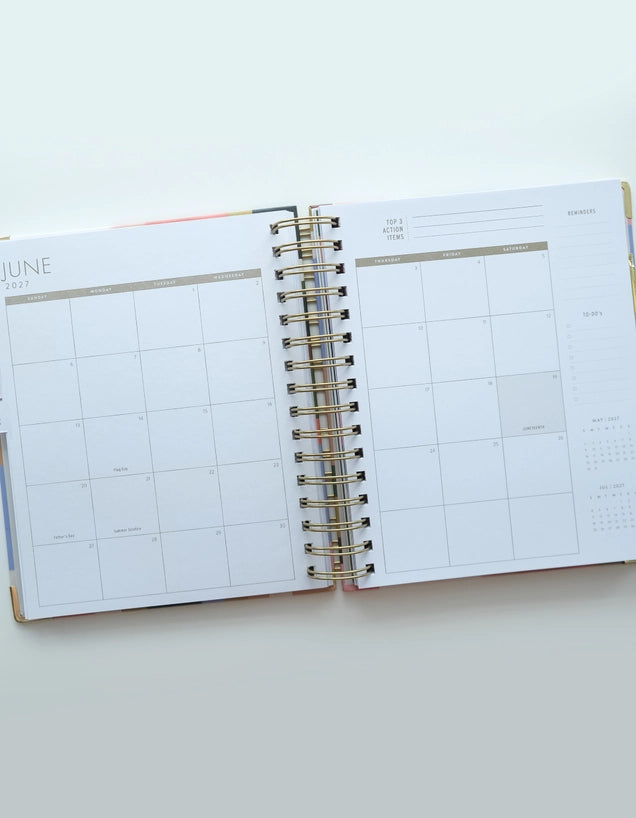 Planner - 2027 Spiral Bound, Patchwork Motif