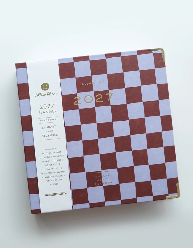 Planner - 2027 Hardcover Binder, Periwinkle Checks