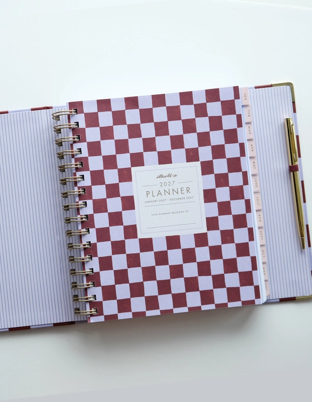 Planner - 2027 Hardcover Binder, Periwinkle Checks