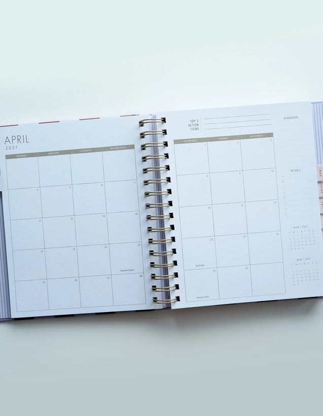 Planner - 2027 Hardcover Binder, Periwinkle Checks