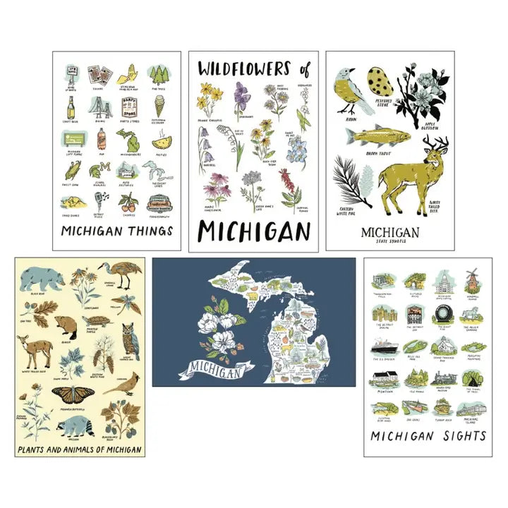 Postcard Set - Illustrated Michigan