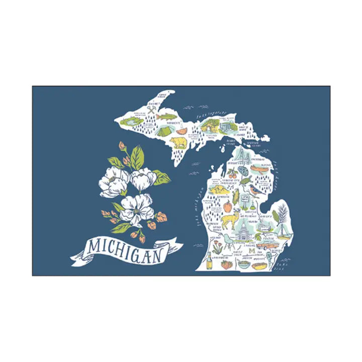 Postcard - Illustrated Michigan Map