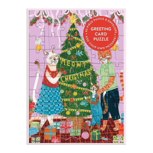 Greeting Card Puzzle - Meowy Christmas