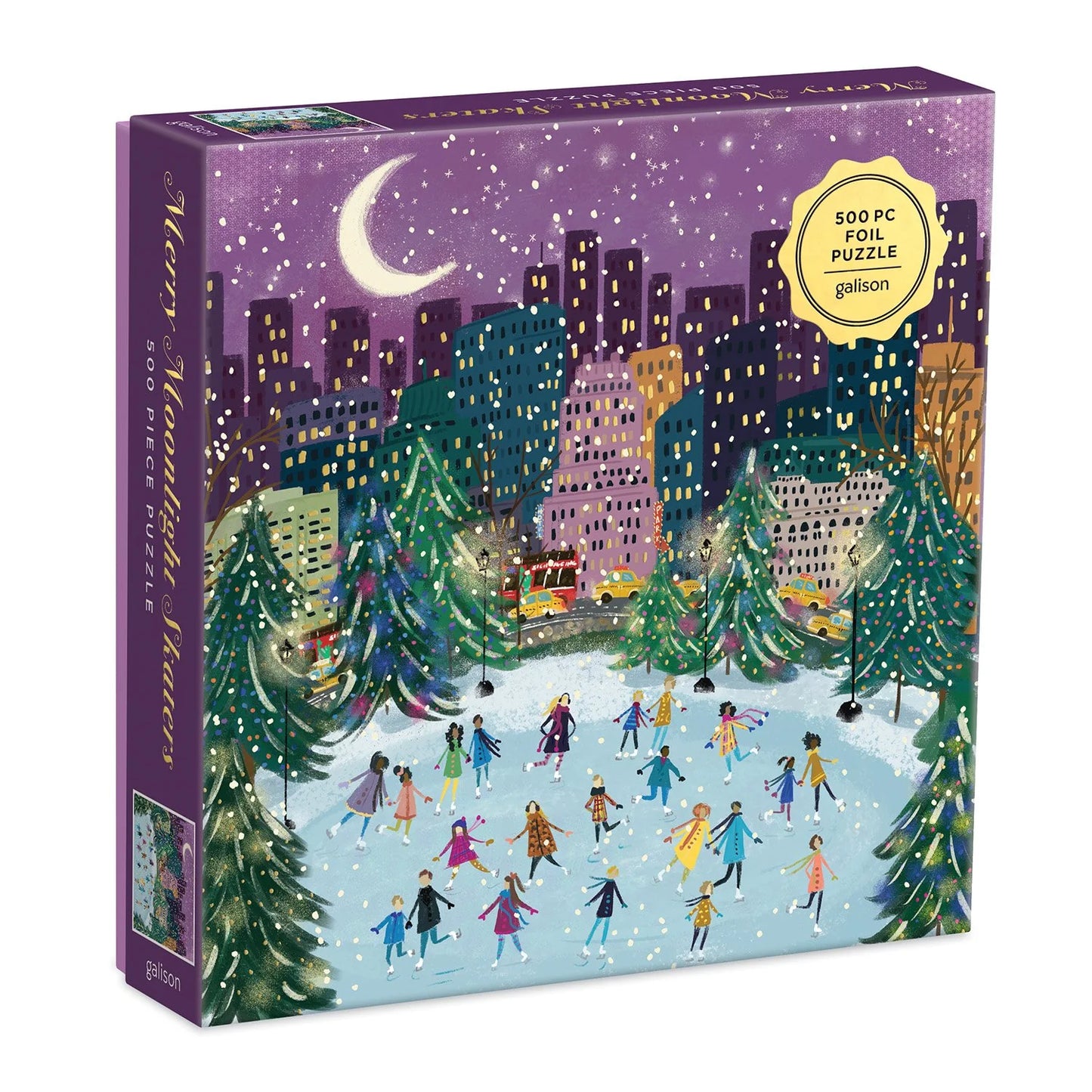 Puzzle - Merry Moonlight Skaters (500 Piece Foil)