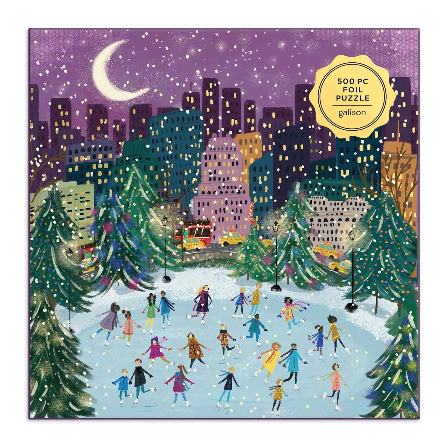 Puzzle - Merry Moonlight Skaters (500 Piece Foil)