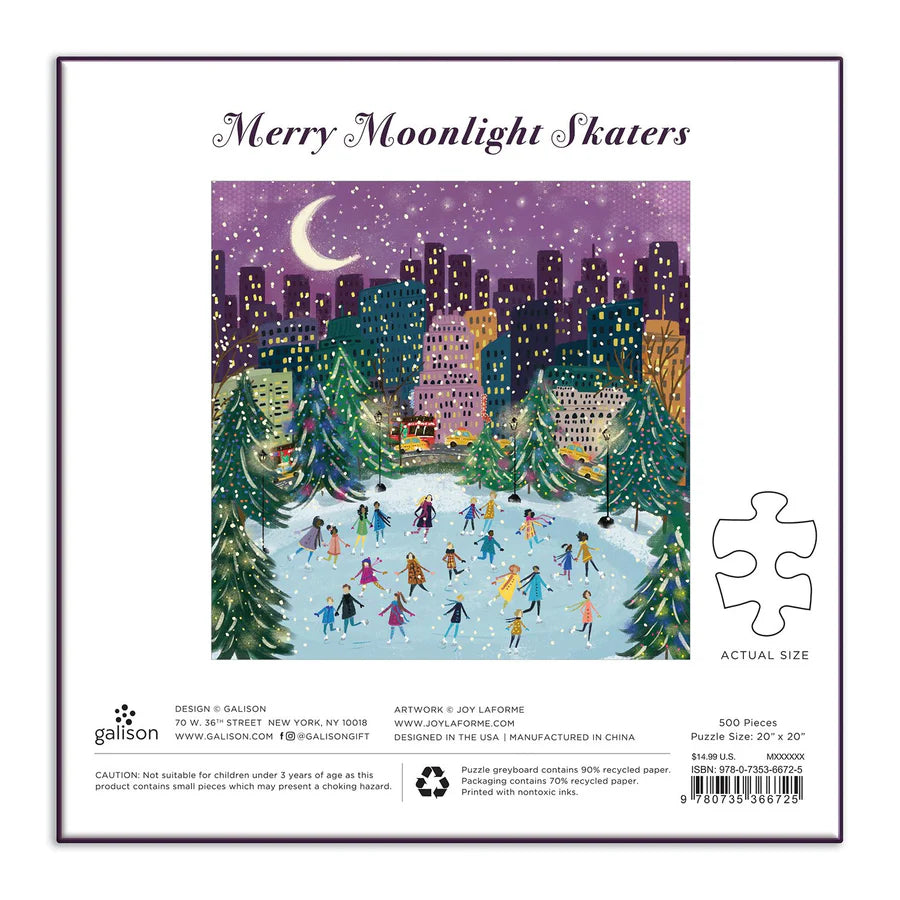 Puzzle - Merry Moonlight Skaters (500 Piece Foil)