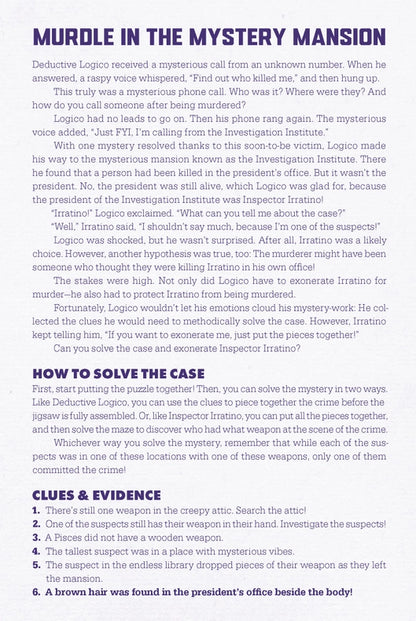 Puzzle - Murdle in the Mystery Mansion (500 Piece)