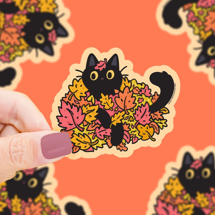 Sticker - Autumn Leaves Cat