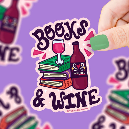 Sticker - Books and Wine